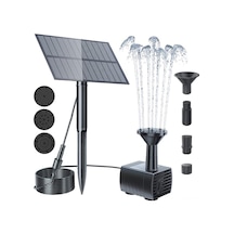 Folinda Kara Renk Güneş Enerjili Fontayna, 1.5w Toprak Somunu, 4 Farklı Sprinkler Modu, Bahçe Ve Çay Bahçesi İçin Dış Mekan Su Sahnesi