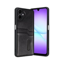 Samsung Uyumlu  Galaxy A07 4g Sara Kartvizitli Deri Kılıf - Siyah 0.2M-Çok Renkli