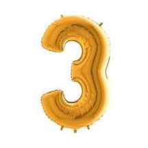 Gold Folyo Balon 16" İnç 40 CM 3 Üç Rakamı