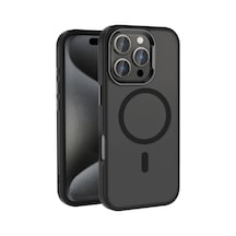 Makstechnology İphone Uyumlu 16 Pro Max Kılıf Magsafe Şarj Özellikli Parlak Kamera Çerçeveli Siyah