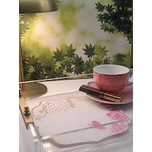 2 Adet Pip Royal Uyumlu Pembe Beyaz Nakışlı Lüks Keten Sunum Peçetesi 15x15cm Çok Renkli