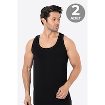 Arma Yıldız Erkek Siyah Bambu Atlet 2'li Paket Yumuşak Esnek İnce Kumaş Nefes Alan Atlet Siyah