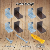 4 Ad. Dekoratif Kahve Kapaklı Ağır Dolap Duvar Sabitleme Aparatı - Mobilya Askı Elemanı