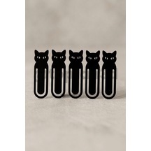 5'li Paket Siyah Kedi Kitap Ayracı, Kedi Figürlü Ayraç, Kedi Severlere Hediyelik Kitap Ayracı - 10cm
