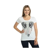 Bant Giyim - Elephant Fil Beyaz Kadın T-Shirt Tişört