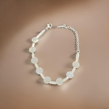 Gümüş Renk Parlak Yuvarlak Detaylı Antialerjik Kadın Çelik Bileklik-9014175096394 Gümüş