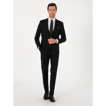 Cacharel Siyah Slim Fit %100 Yün Klasik Takım Elbise
