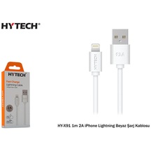 Hytech HY-X91 1m 2a  Lightning Beyaz Şarj Kablosu