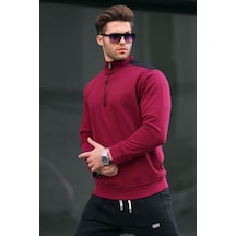 Madmext Bordo Fermuar Yaka Basic Erkek Sweatshirt 6157-bordo Bordo