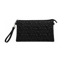 Feg Store Kadın Siyah Yıldız Dikişli Zincir Askı Detaylı Fermuarlı Clutch Çanta