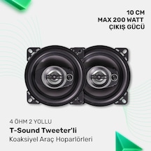 T-sound 4 Öhm 2 Yollu Terrter'li KoaksiyelAraç Hoparlörleri 10cm