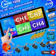 4 Adet Balık Gözü Lens Ahd 720p 170'' Kamera 10.36'' Dokunmatik Ekran Video Müzik Dvr 256 Gb 12 V