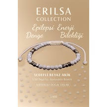 Sertifikalı Epilepsi   Bilekliği - Sedefli Beyaz Akik Çok Renkli