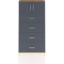 Arges Dolap Tek Raflı 4 Çekmeceli 2 Kapaklı 88x30x182 Çam-ant... Çam
