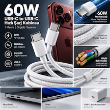 60w Premium Örgülü Usb Type-c To Type-c Sarj Kablosu