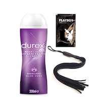 Durex: Aloe Vera - 2si1arada Masaj&kaydırıcılı Jel + Siyah Püsküllü Deri Kirbaç + Hediye