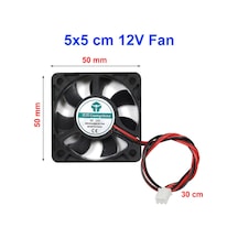 Dc 12V Fan 5X5Cm Kuluçka Fanı Soğutucu Peltier Pc Ekran 50X50Mm