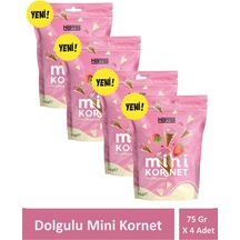 Çilekli Çikolata Dolgulu Mini Kornet 75gr X 4 Adet