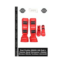 Özel Üretim Krkor-100 Red-l Karate Kaval Koruyucu L Beden Kırmızı Dövüş Yardımcı Antrenör