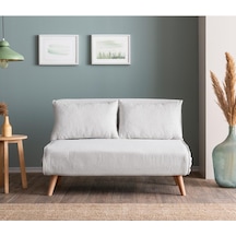 Folde 120 İkili Yataklı Katlanır Koltuk Teddy Beyaz Beyaz