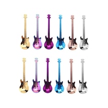 Metabagua 12 Adet Kahve Çay Kaşığı Gitar Kaşığı, Paslanmaz Çelik Renkli Tatlı Kaşığı Müzik Demitasse Kaşığı Sevimli Mutfak Eşyası 0gıfwt Siyah