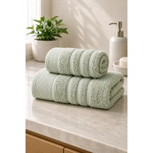 Ayla 2'li Havlu Seti 70x140 Banyo Havlusu + 50x90 Baş Havlusu, Yumuşak Dokulu, Yüksek Su Emici Mint Yeşili