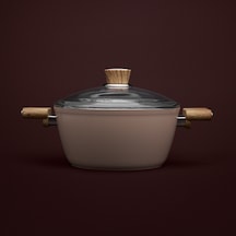 Hisar Cera-ten Seramik Derin Tencere 24 Cm Ahşap Bej