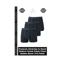 Floranova Premium Görünüm İç Giyim Modern Kesim Erkek Füme Bambu Boxer 3'lü Paket Çok Renkli