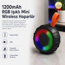 1200 Mah Rgb Işıklı 10w Mini Wireless Bluetooth Hoparlör Taşıma Askılı Taşınabilir Speaker-1685