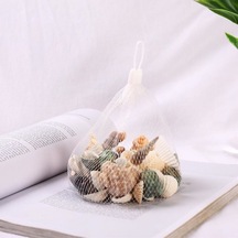 Dekoratif Vazo Taşı - Midye Ve Deniz Kabuğu - Fileli Renkli Mix Sarı