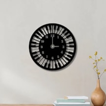 Metal Duvar Saati Piyano Tuşe Detaylı Dekoratif Saat Siyah-58 X 58