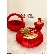 Sihirli Eller Lazer Güllü Kına Sepeti Tepsisi ve Testi Seti 3'lü