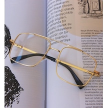 Mavi Işık Filtreli Gold Çerçeveli Unisex Gözlük (524553408)