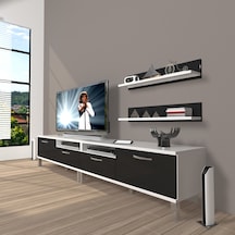 Decoraktiv Eko 200r Slm Krom Ayaklı Tv Ünitesi Tv Sehpası Beyaz - Siyah