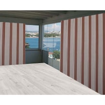 Ceylan Home Balkon Perdesi Kahverengi İnce Çizgili Ölçü Seçenekli
