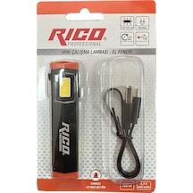 Rico 300 Lümen Mini Şarjlı Led Lambası Mini Siyah - Kırmızı
