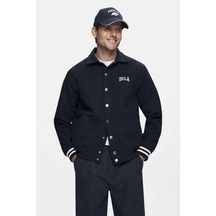 Ucla Keane Lacivert Kaşe Kolej Ceket Çıtçıtlı Standard Fit Erkek Ceket Lacivert