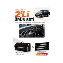 E-biz Nissan Pathfinder 2005-2014 Uyumlu Torpido Örtüsü + Tay Tüyü Çanta - Siyah-bej - Nı013