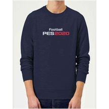 Pes 2020 S Baskılı Indigo Mavi Lacivert Erkek Örme Sweatshirt