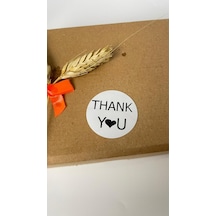 Thank You Kalpli Siyah Yazılı Beyaz Yuvarlak Yapışkanlı Etiket 3x3 Cm 150 Adet