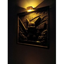 Seni Seçtim Türkiye Pikachu Temalı Işıklı Kabartma Tablo Siyah