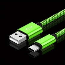 Oldfriend 60w Usb Type-c Hızlı Şarj Kablosu Yeşil Nylon Örgülü 100cm İphone Uyumlu 15 Samsung