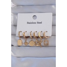 316l Çelik Gold Renk Yıldız Figürlü Tarot Model Halka Küpe Seti Çok Renkli 316l Çelik Gold Renk Yıldız Figürlü Tarot Model Halka Küpe Seti Çok Renkli