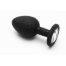 Silikon Anal Plug Taşlı Taban Siyah 8,2 Cm Esnek Tasarım 52 G