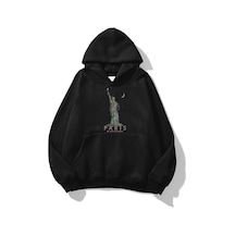 Tarzsokak Unisex Paris Statue Sweatshirt Siyah
