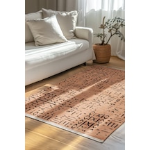 Venüs Hardal Iskandinav Desenli Yumuşak Kaymaz Tabanlı Pamuk Dokuma Kilim Kolay Temizlenen Halı Hardal
