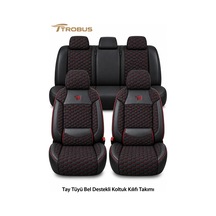 Fiat Tipo 1990-2000 Uyumlu Altay Bel Destekli Tay Tüyü Siyah Kırmızı Koltuk Kılıfı Siyah Kırmızı