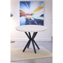 Göksu Yuvarlak Lak Panel Mutfak Masası 100cm Bej