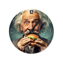 Hamburger Yiyen Albert Einstein Analog Duvar Saati