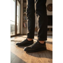 Enoch Maskülen Seri Siyah Premium Dokulu Konfor Taban Sneaker Siyah